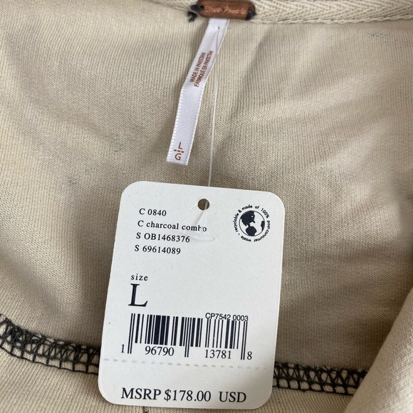 NEW Free People Ruby Jacket Oversized Shirt Shacket Charcoal Combo - Large - Picture 8 of 10